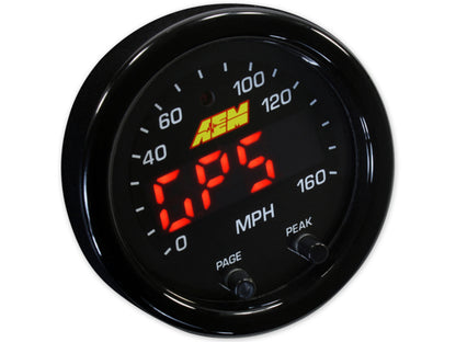 AEM X-Series 0-160 MPH Black Bezel w/ Black Face GPS Speedometer Gauge